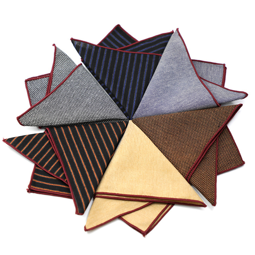 Solid Striped Brown Pocket Squ - Handkerchief Cotton Men recensione e prezzo