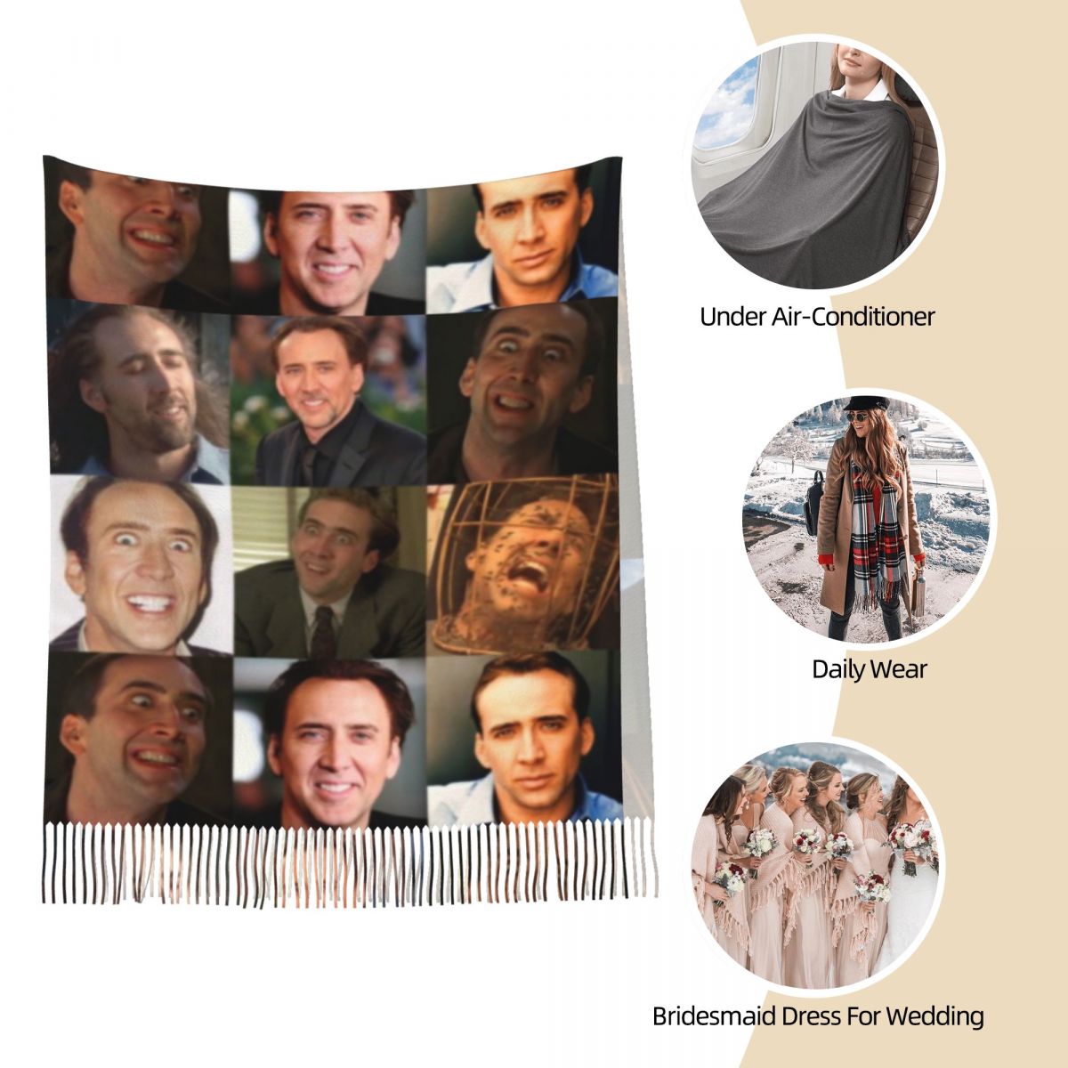 Nicolas Cage Funny Face Meme S - Pashmina Wrap Large recensione e prezzo