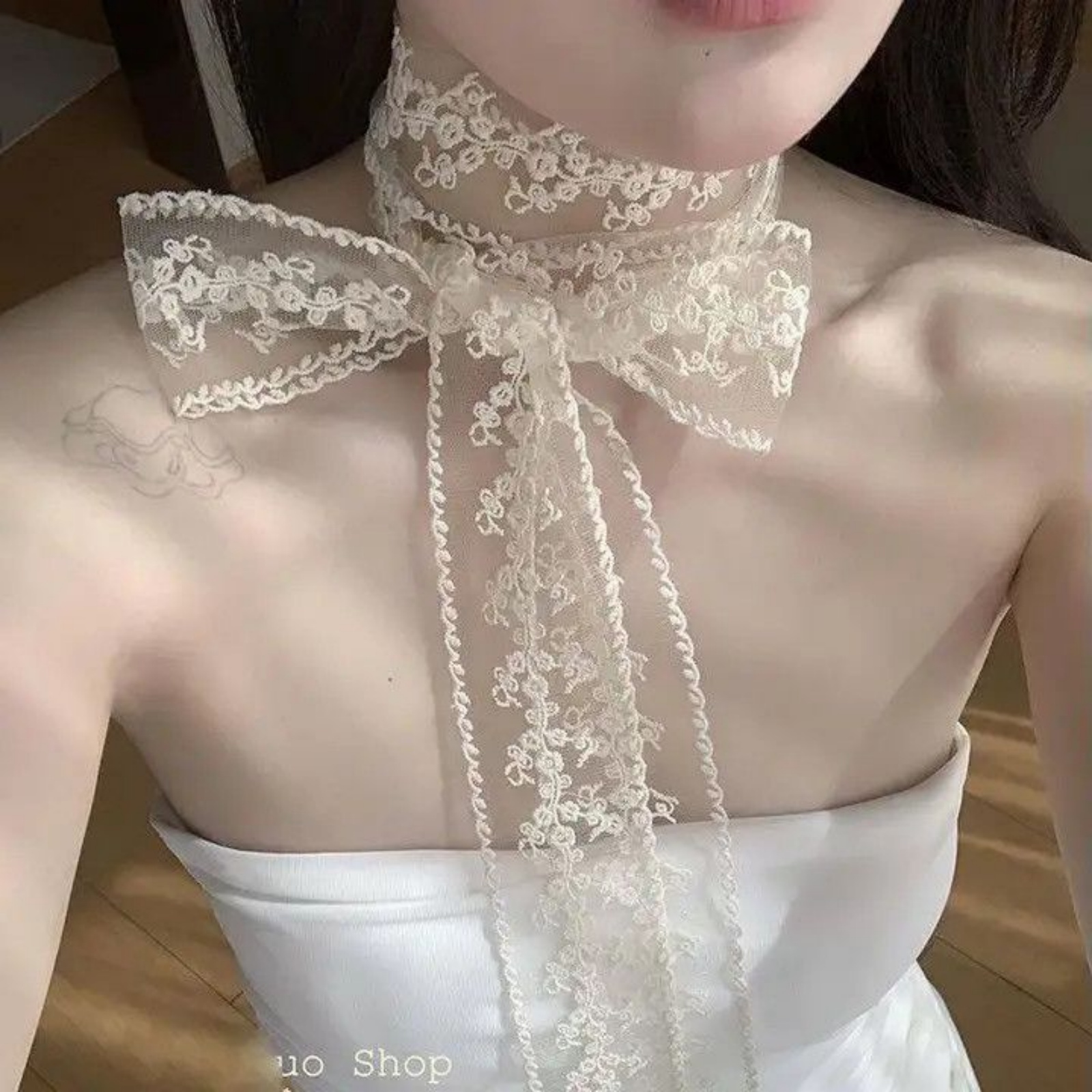 Korean Ins White Lace Ribbon S - Ascot Neck Scarf recensione e prezzo
