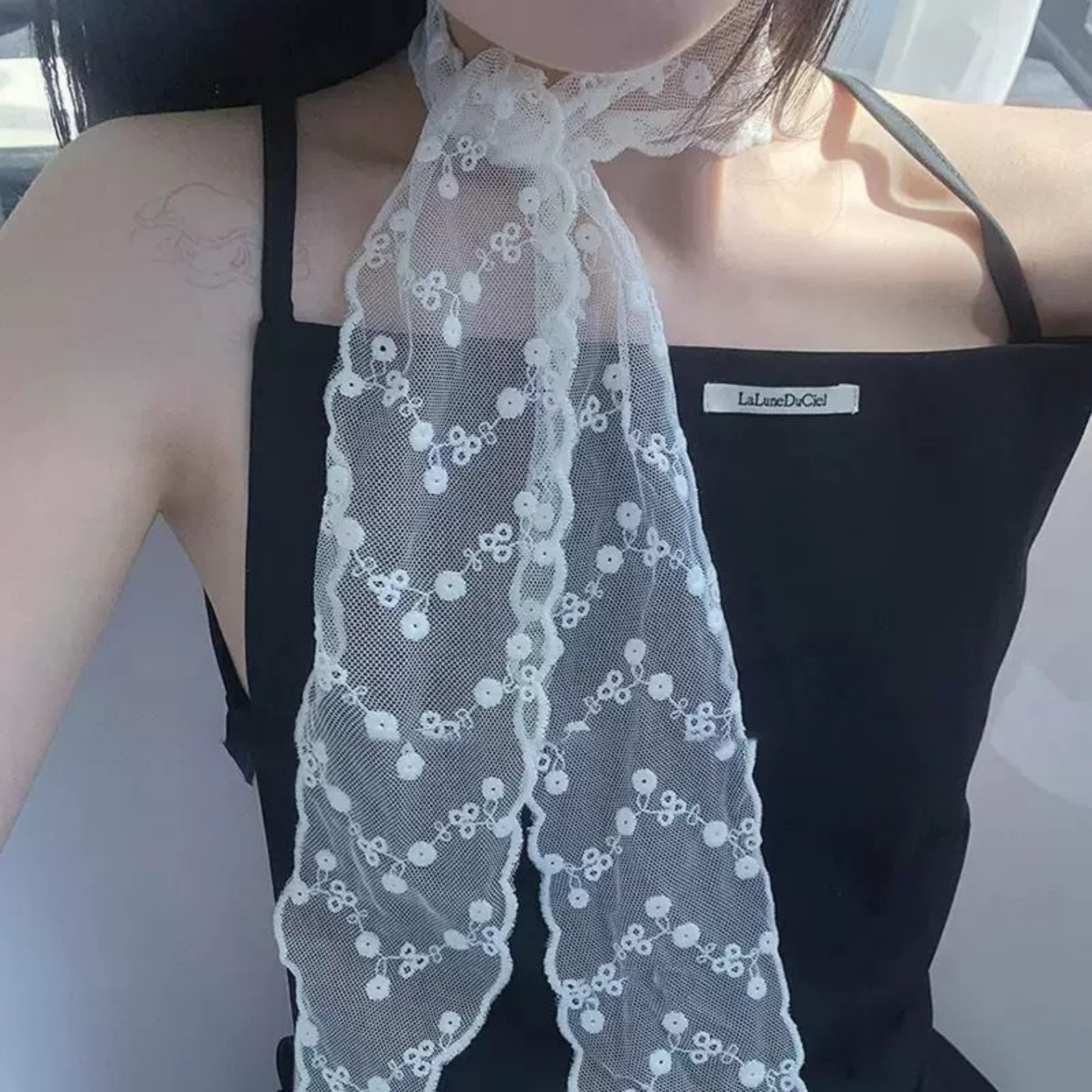Korean Ins White Lace Ribbon S - Ascot Neck Scarf recensione e prezzo