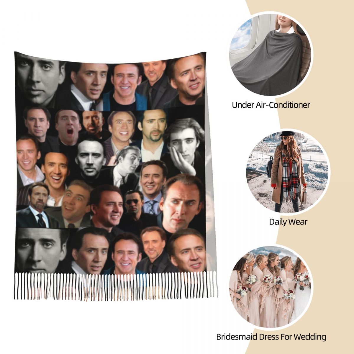 Nicolas Cage Colllage Shawl Wr - Pashmina Wrap Large recensione e prezzo