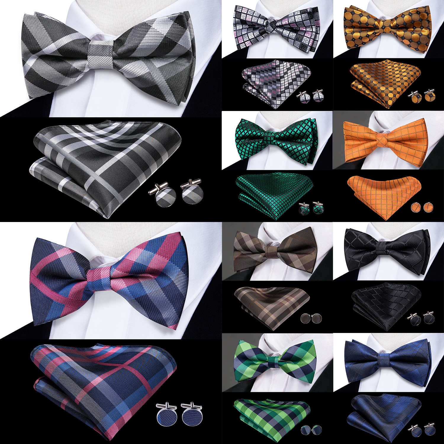 Hi-Tie Grey Plaid Jacquard Pre - Bow Tie Pre Tied recensione e prezzo