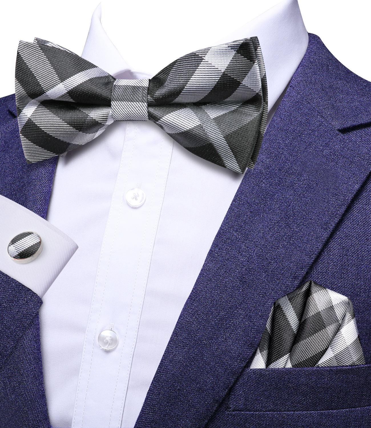 Hi-Tie Grey Plaid Jacquard Pre - Bow Tie Pre Tied recensione e prezzo
