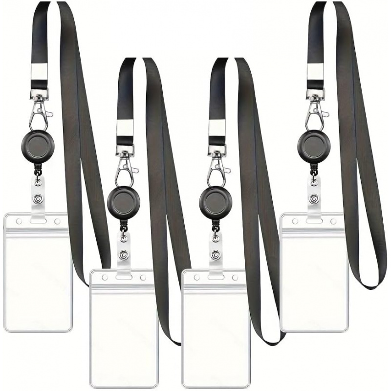 4PCS Lanyard Black Retractable - Lanyard Badge Holder recensione e prezzo