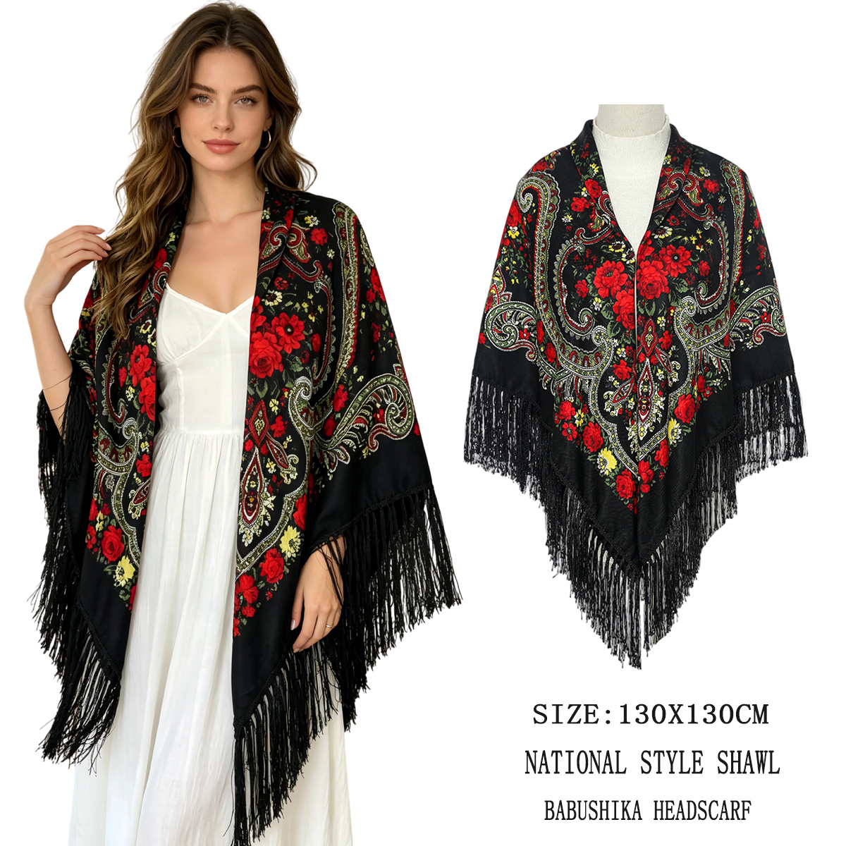 130cm New Russian Square Scarf - Woven Scarf Blanket recensione e prezzo