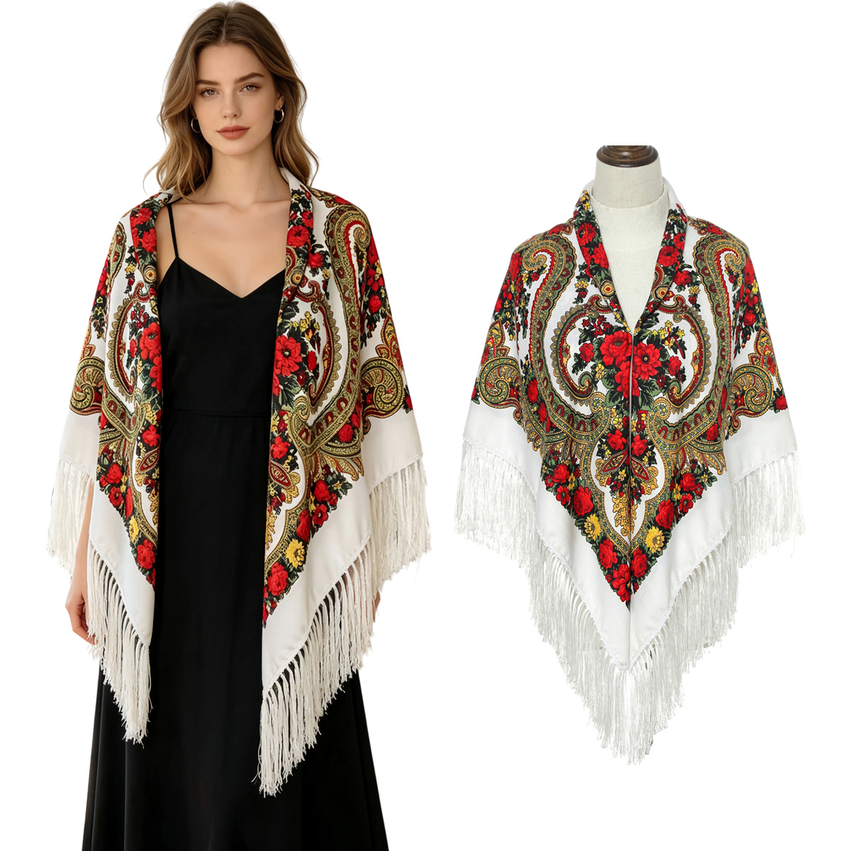 130cm New Russian Square Scarf - Woven Scarf Blanket recensione e prezzo