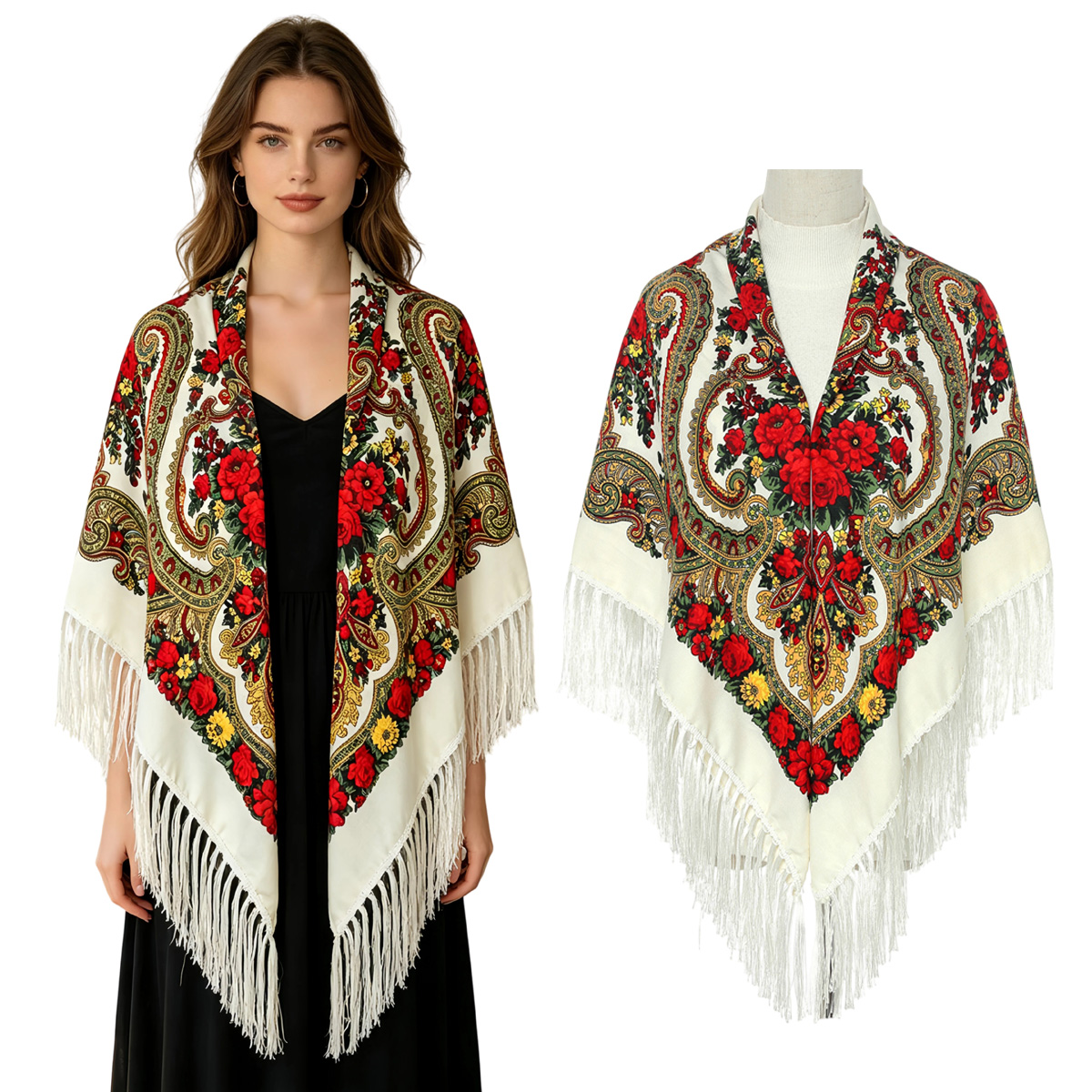 130cm New Russian Square Scarf - Woven Scarf Blanket recensione e prezzo
