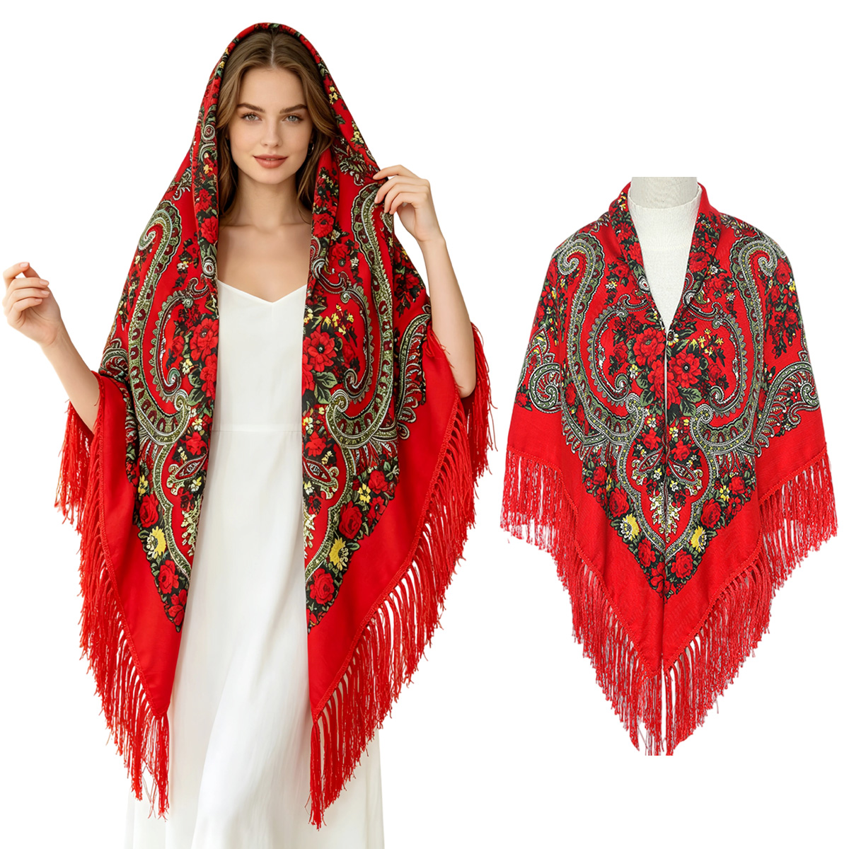 130cm New Russian Square Scarf - Woven Scarf Blanket recensione e prezzo