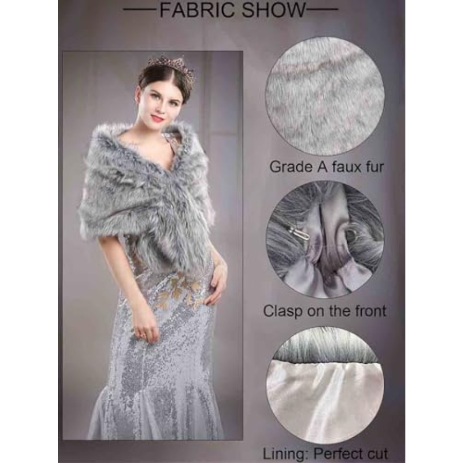 Aukmla Women's Wedding Fur Wra - Stole Wedding Shawl recensione e prezzo