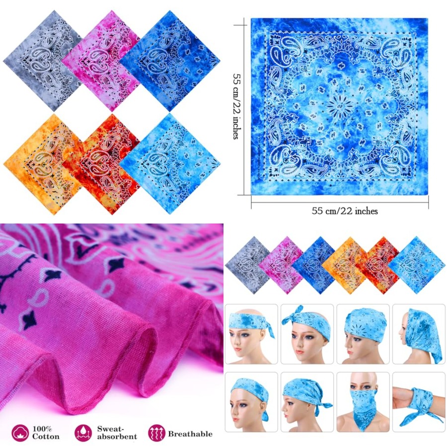 URATOT 6 Pack Tie Dye Bandana  - Handkerchief Cotton Men recensione e prezzo