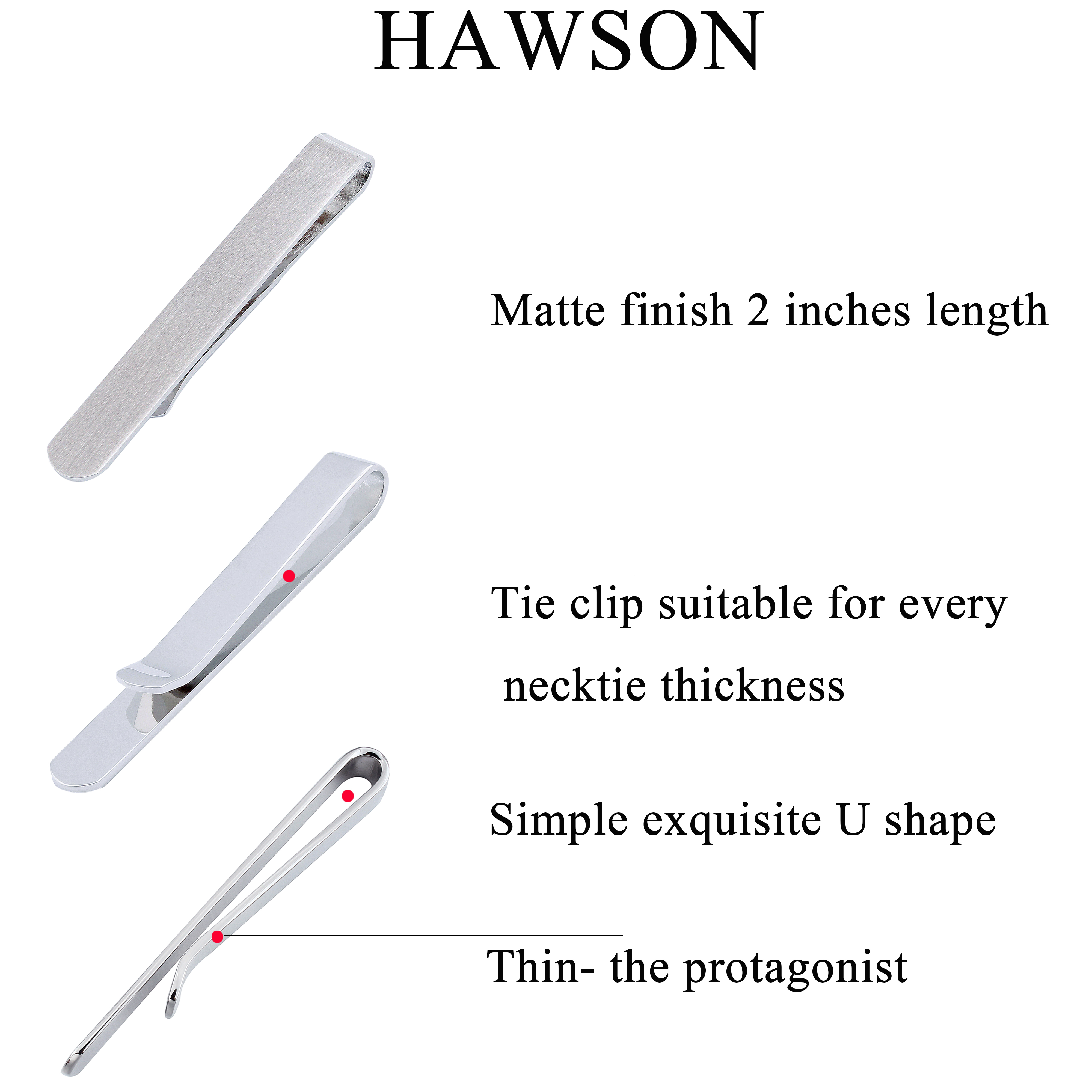 HAWSON 4pcs Skinny Tie Clip fo - Tie Bar Set Gift recensione e prezzo