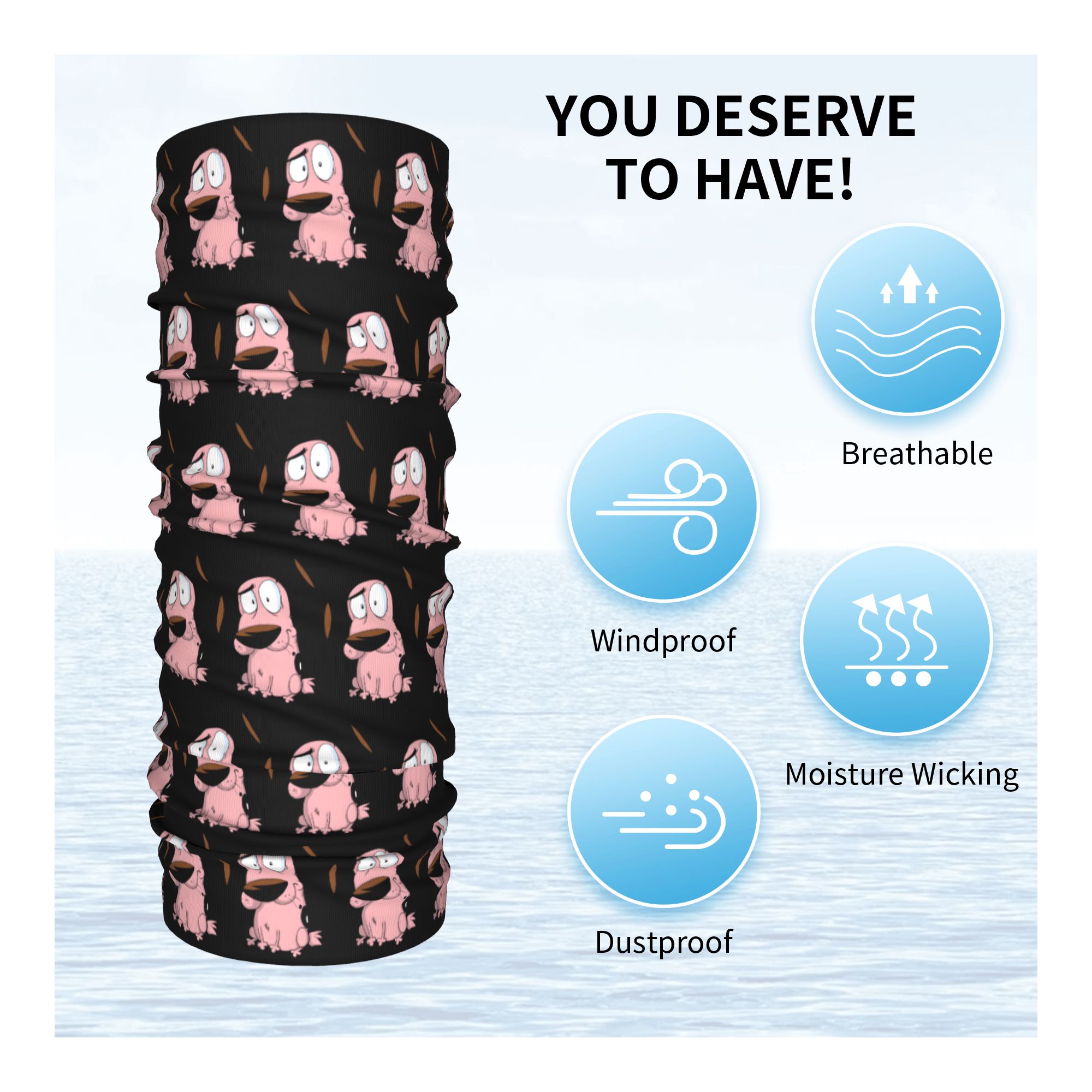 Custom Cartoon Courage Dog Win - Neck Warmer Tube recensione e prezzo