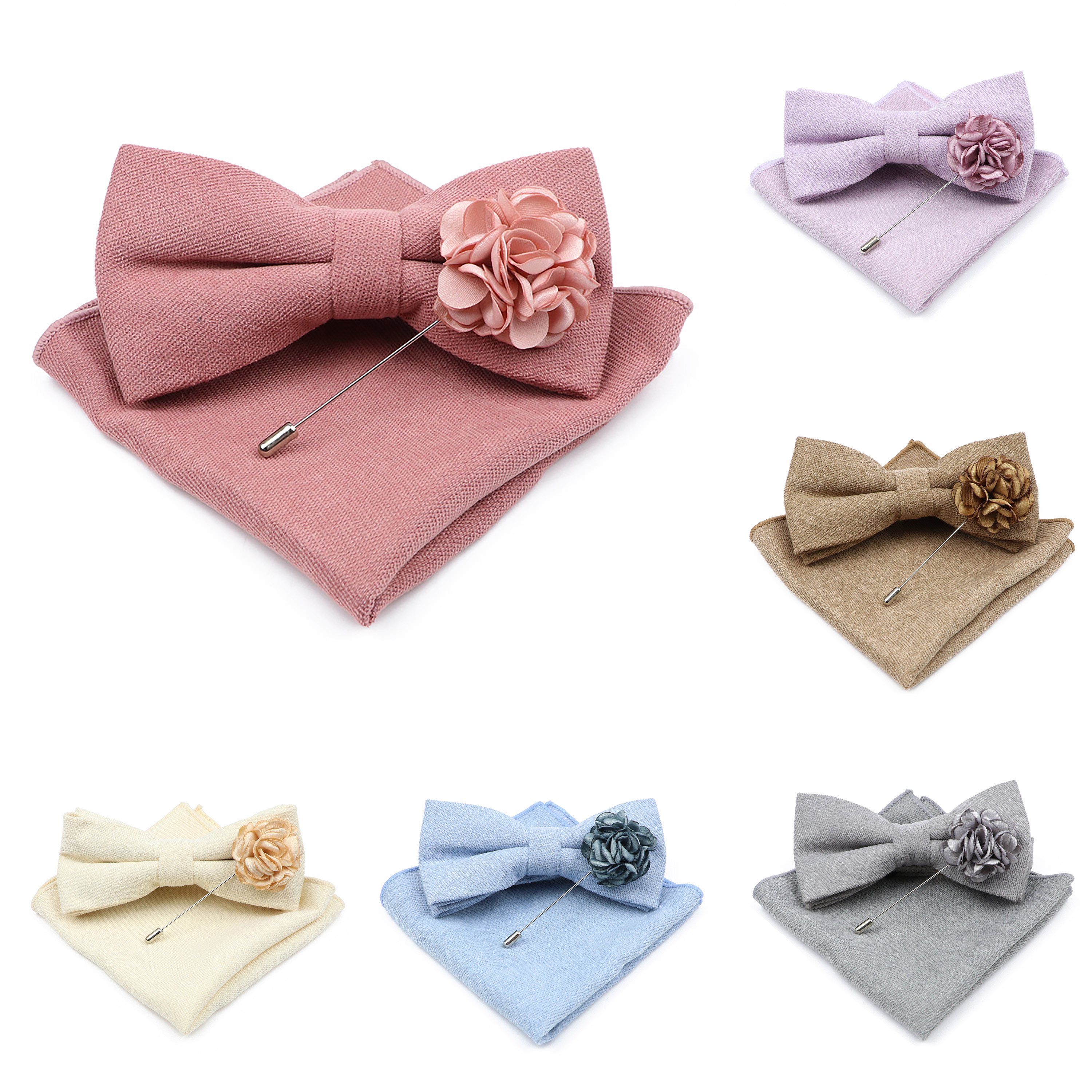 Mens Solid Color Cotton Bowtie - Handkerchief Cotton Men recensione e prezzo