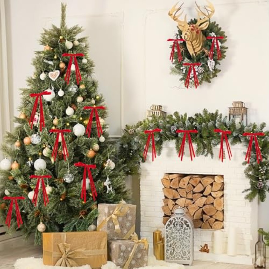24 Pcs Christmas Bows for Tree - Bow Tie Pre Tied recensione e prezzo