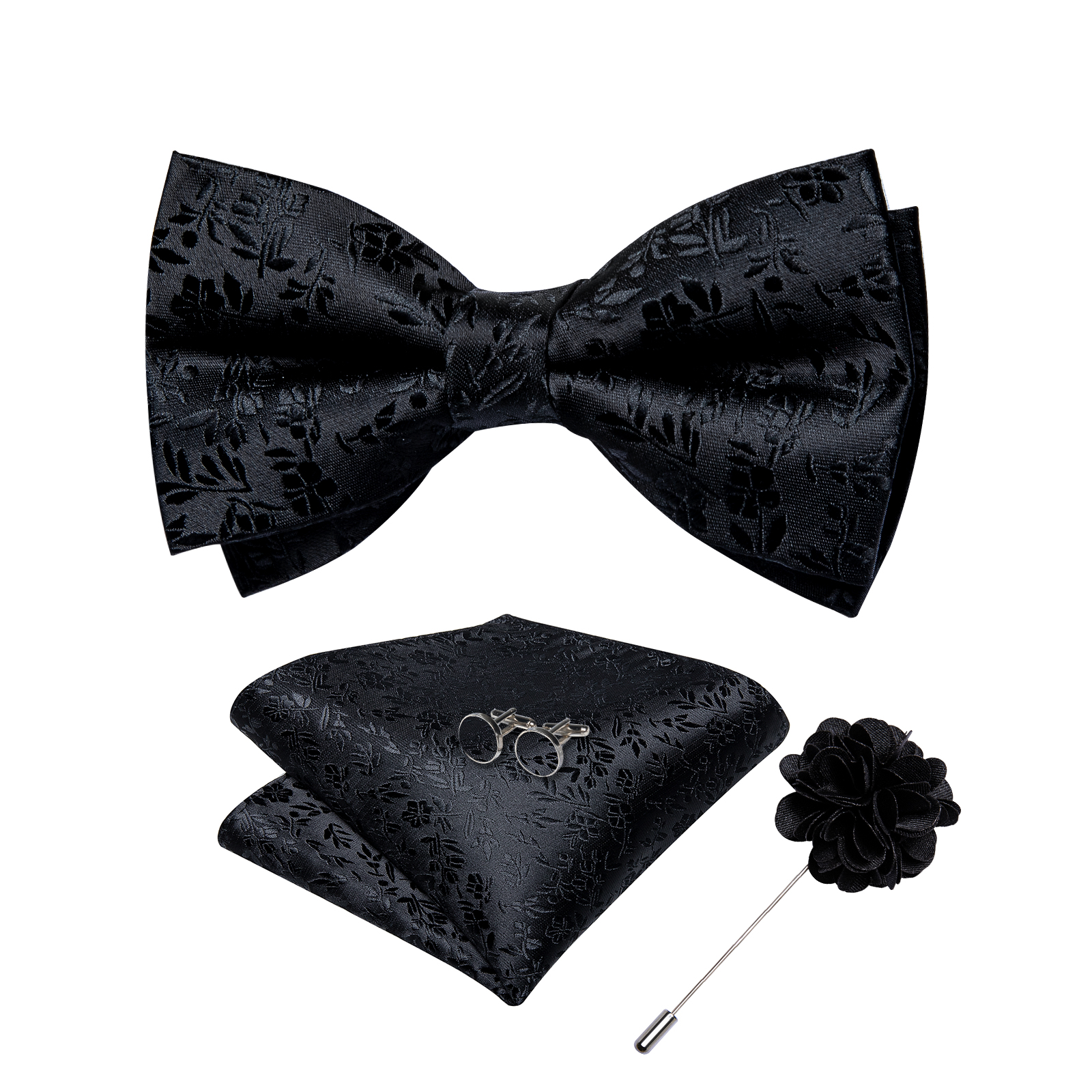 4Pcs Black Solid Floral Men's  - Bow Tie Pre Tied recensione e prezzo