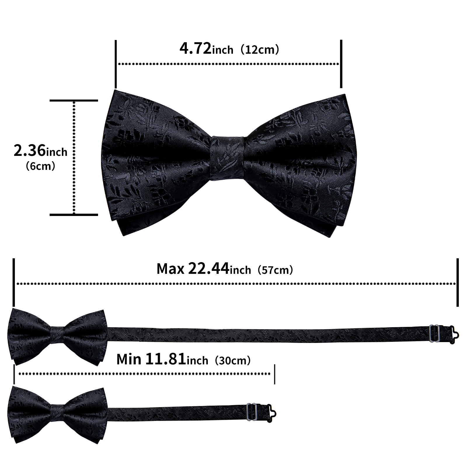 4Pcs Black Solid Floral Men's  - Bow Tie Pre Tied recensione e prezzo