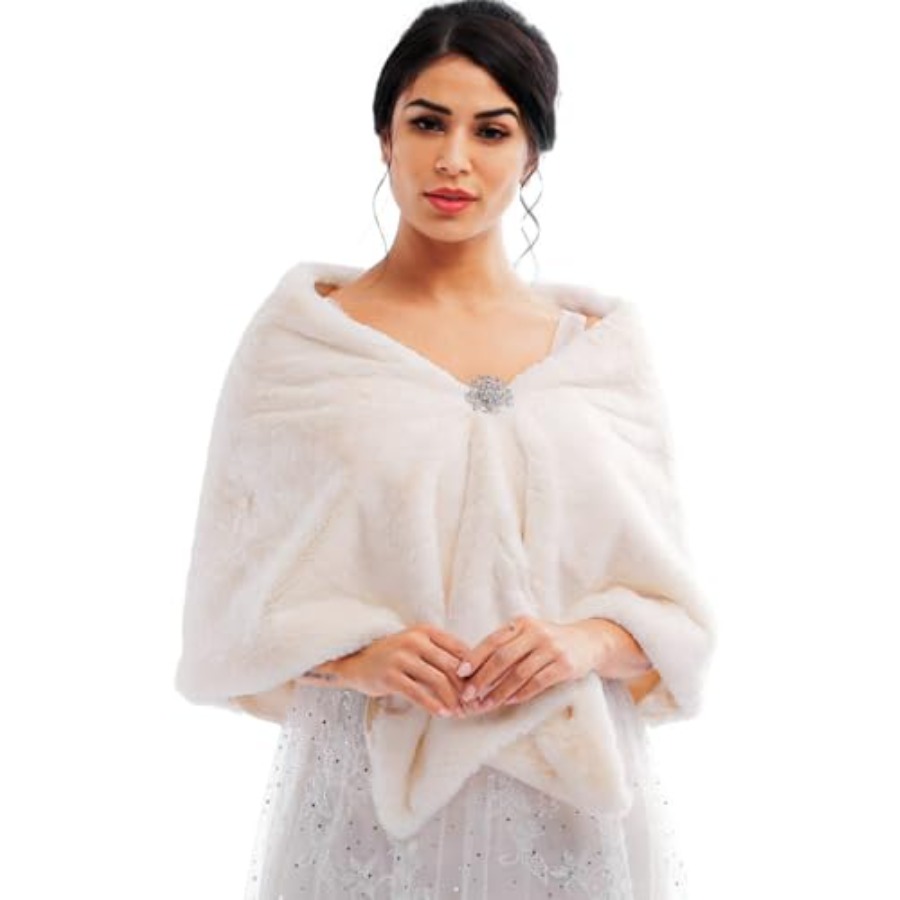 Bride Wedding Faux Fur Shawls  - Stole Wedding Shawl recensione e prezzo