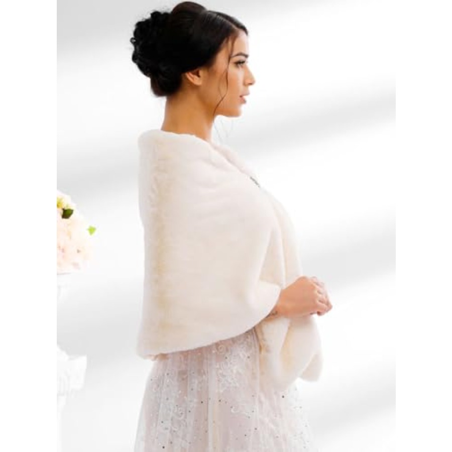 Bride Wedding Faux Fur Shawls  - Stole Wedding Shawl recensione e prezzo