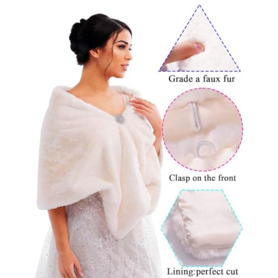 Bride Wedding Faux Fur Shawls  - Stole Wedding Shawl recensione e prezzo
