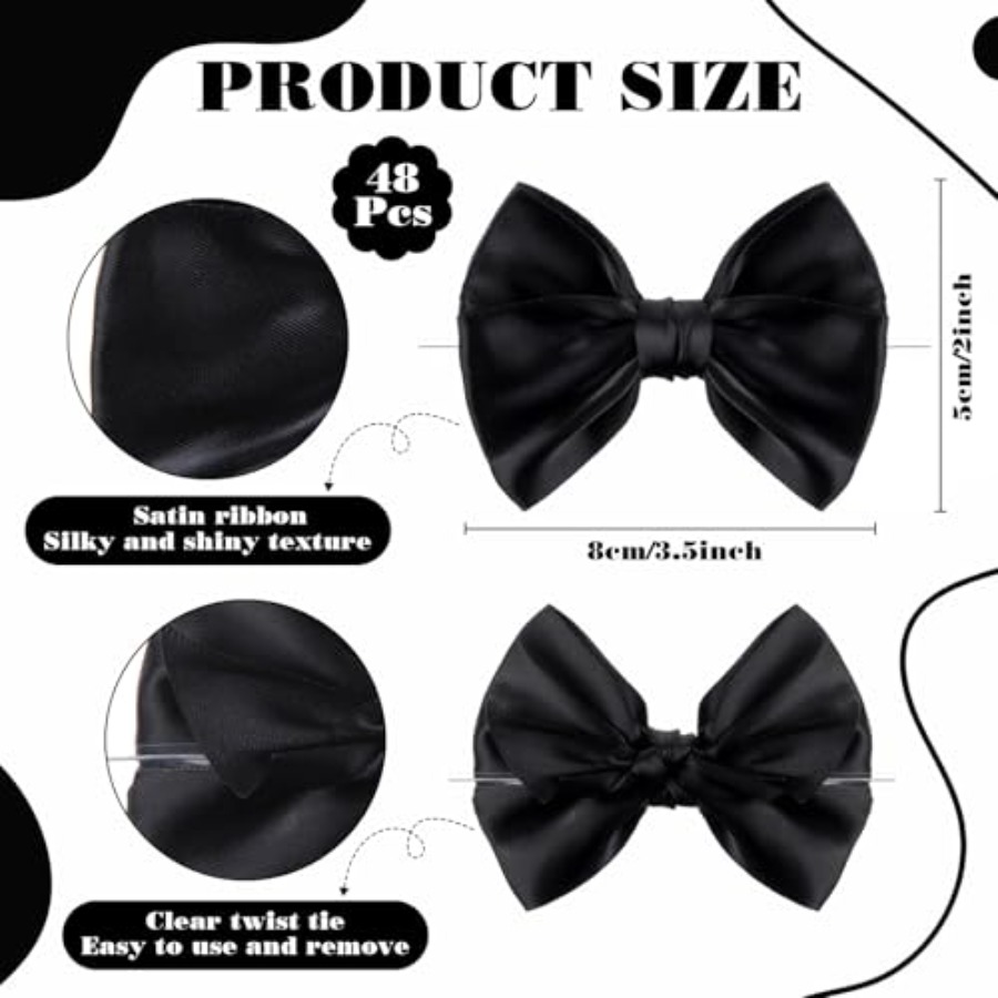 Black 48 Pcs 3.5 Inch Bows wit - Bow Tie Pre Tied recensione e prezzo
