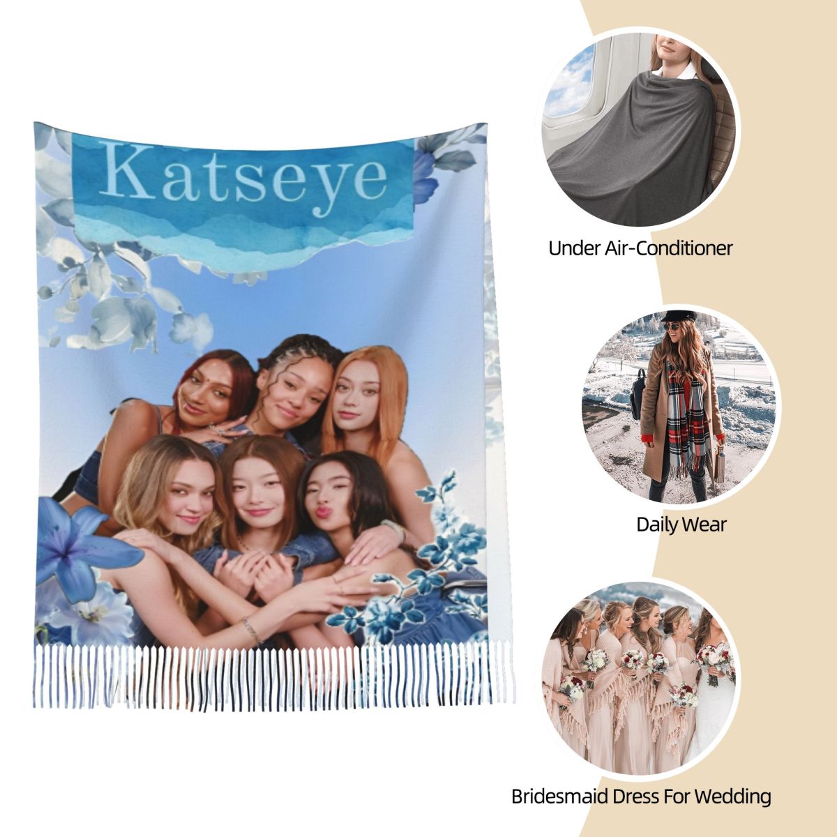 Katseye Kpop Scarf for Women W - Pashmina Wrap Large recensione e prezzo